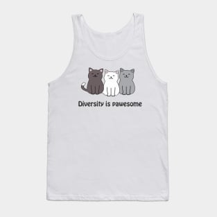 Diversity is pawesome - inclusive cats Tank Top